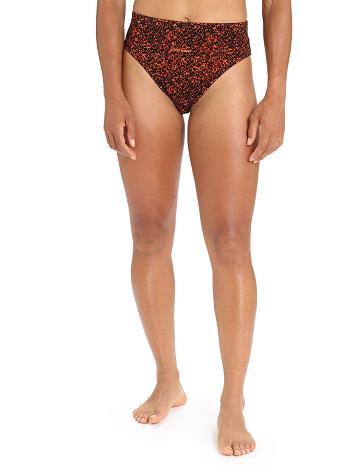 Women's Icebreaker Merino Queens High Cut Brief Underwear Black / Cherry | CA 1253AHKP